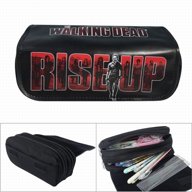 The Walking Dead Anime double layer multifunctional canvas pencil bag wallet  20X9X6.5CM 100G