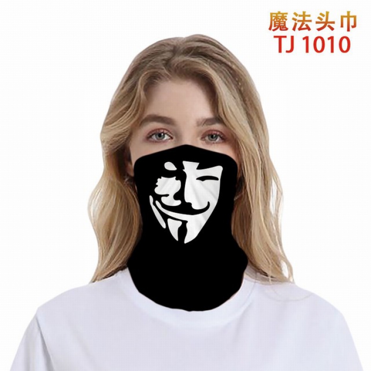 TJ-1010-V for Vendetta Personalized color printing magic turban scarf
