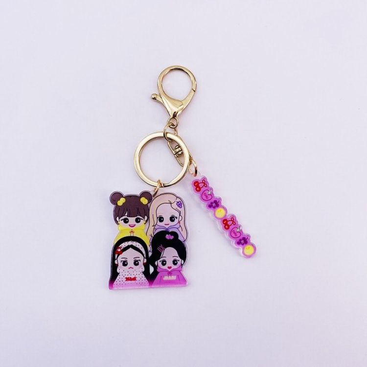 Blackpink Cartoon doll metal key ring pendant ornament 7.5X11CM 20G a set price for 5 pcs