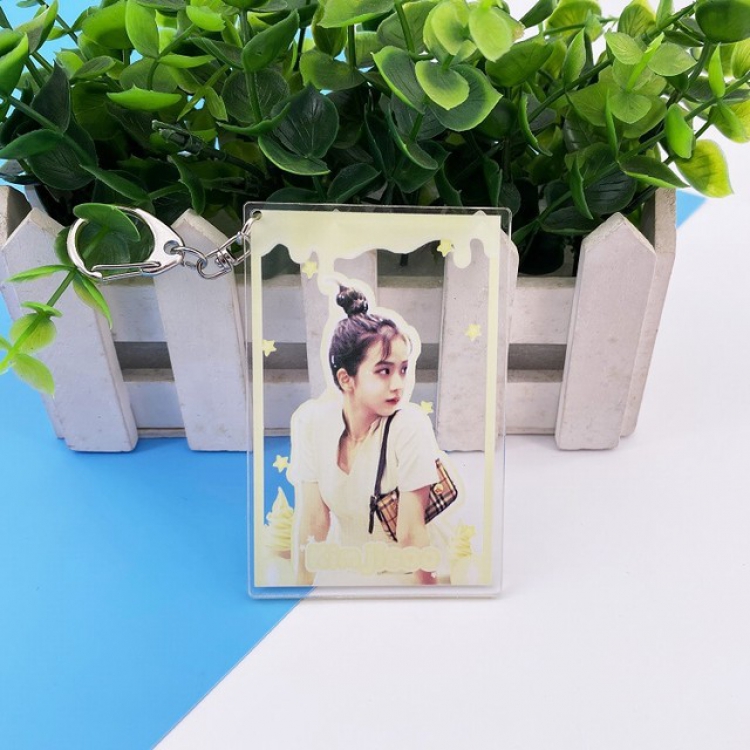 Blackpink Jisoo Transparent square keychain pendant ornament 5.8X8.8CM 23G a set price for 5 pcs