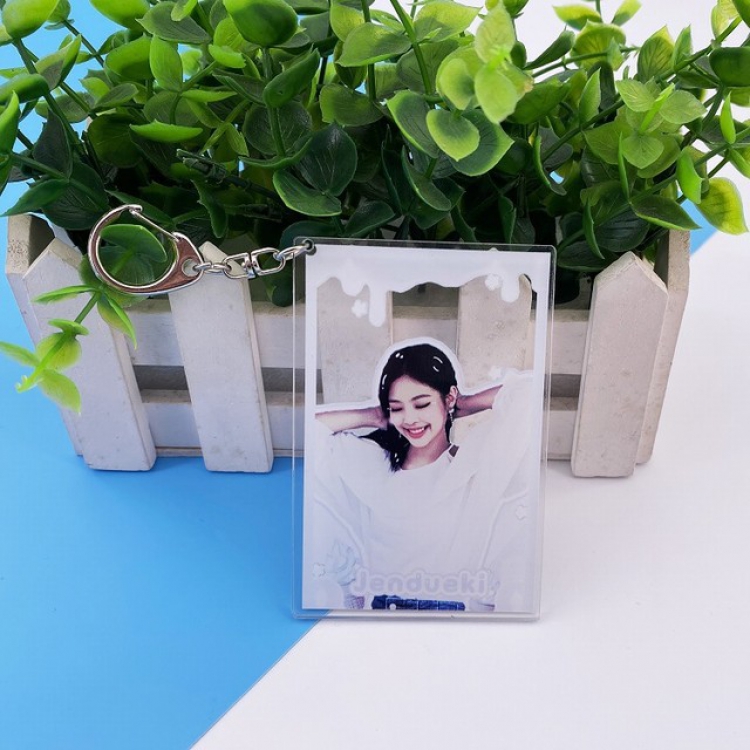 Blackpink Jennie Transparent square keychain pendant ornament 5.8X8.8CM 23G a set price for 5 pcs