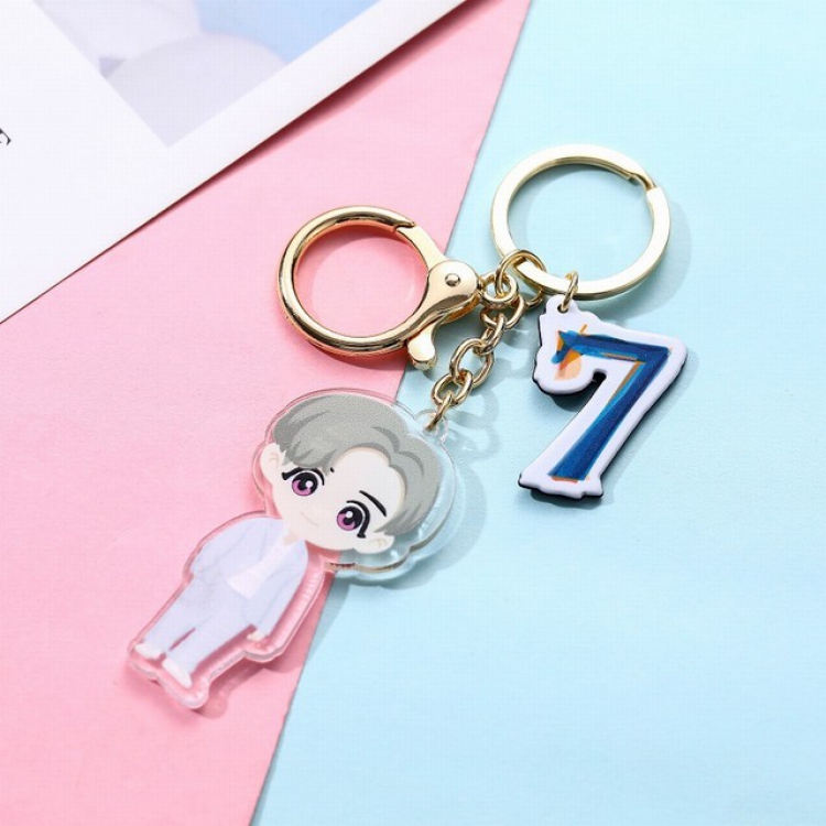 BTS J-HOPE Cartoon acrylic key ring pendant About 5.5X6CM 18G a set price for 5 pcs