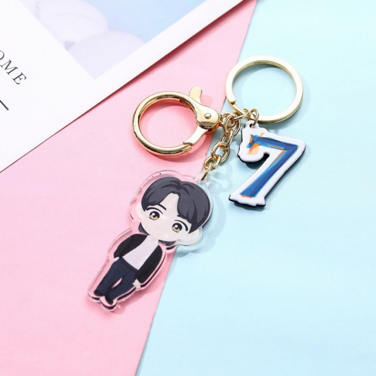 BTS JIN Cartoon acrylic key ring pendant About 5.5X6CM 18G a set price for 5 pcs