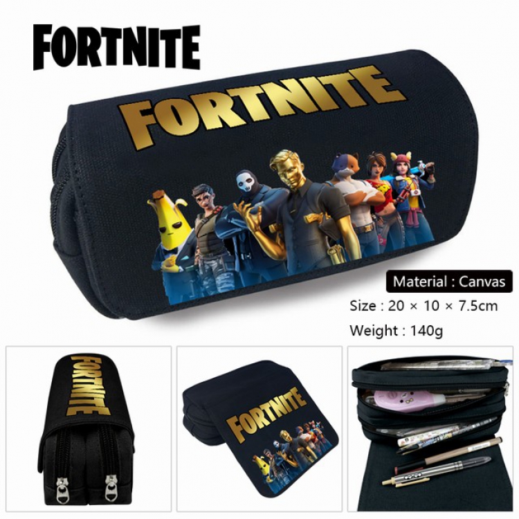 Fortnite-5 Anime double layer multifunctional canvas pencil bag stationery box wallet 20X10X7.5CM 140G