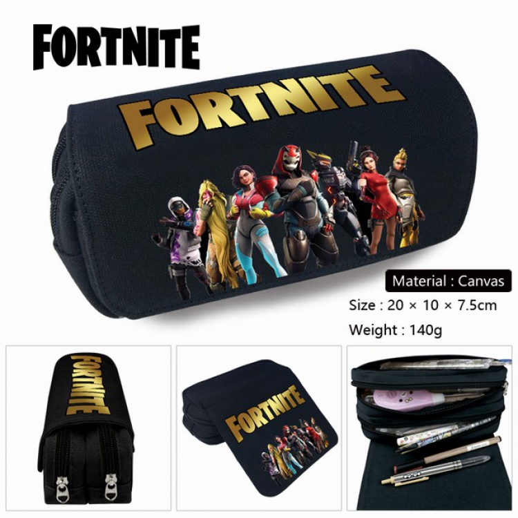 Fortnite-4 Anime double layer multifunctional canvas pencil bag stationery box wallet 20X10X7.5CM 140G