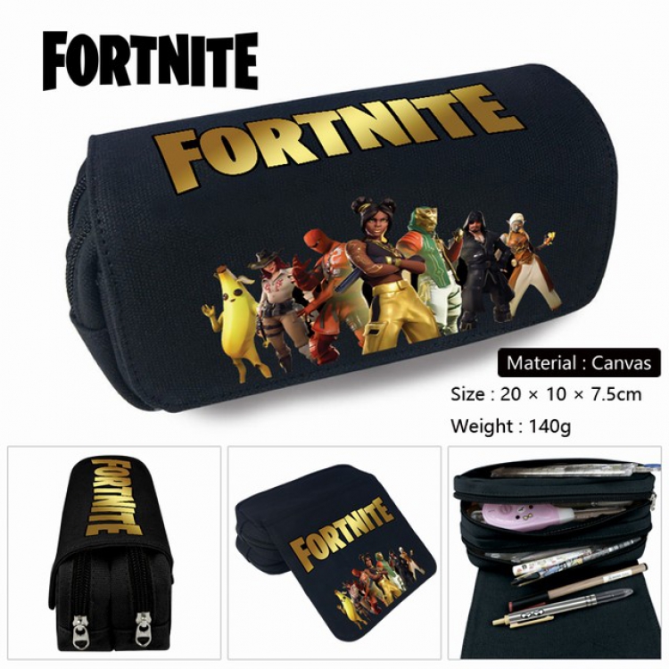 Fortnite-3 Anime double layer multifunctional canvas pencil bag stationery box wallet 20X10X7.5CM 140G