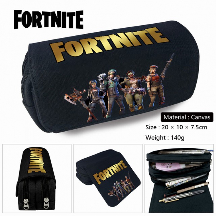 Fortnite-2 Anime double layer multifunctional canvas pencil bag stationery box wallet 20X10X7.5CM 140G