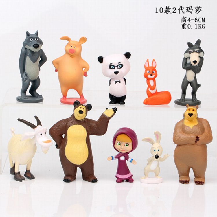 Masha 2nd generation a set of 10 Bagged Figure Decoration Model 4-6CM 0.1KG