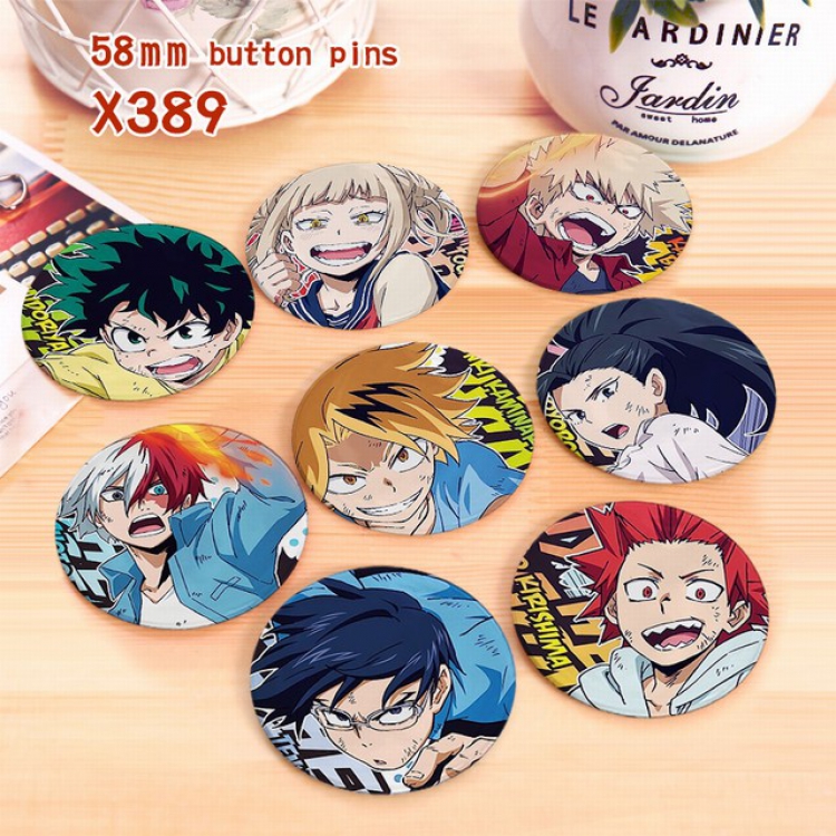 My Hero Academia a set of 8 models Tinplate coated badge 6CM X389