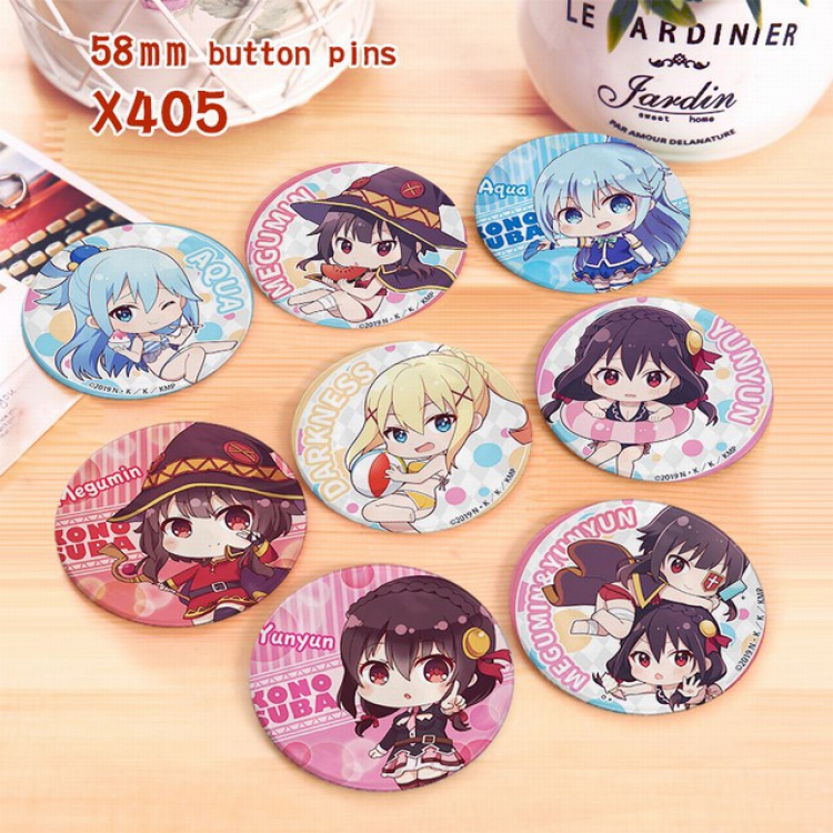 Kono Subarashii Sekai Ni Shukufuku Wo! a set of 8 models Tinplate coated badge 6CM X405