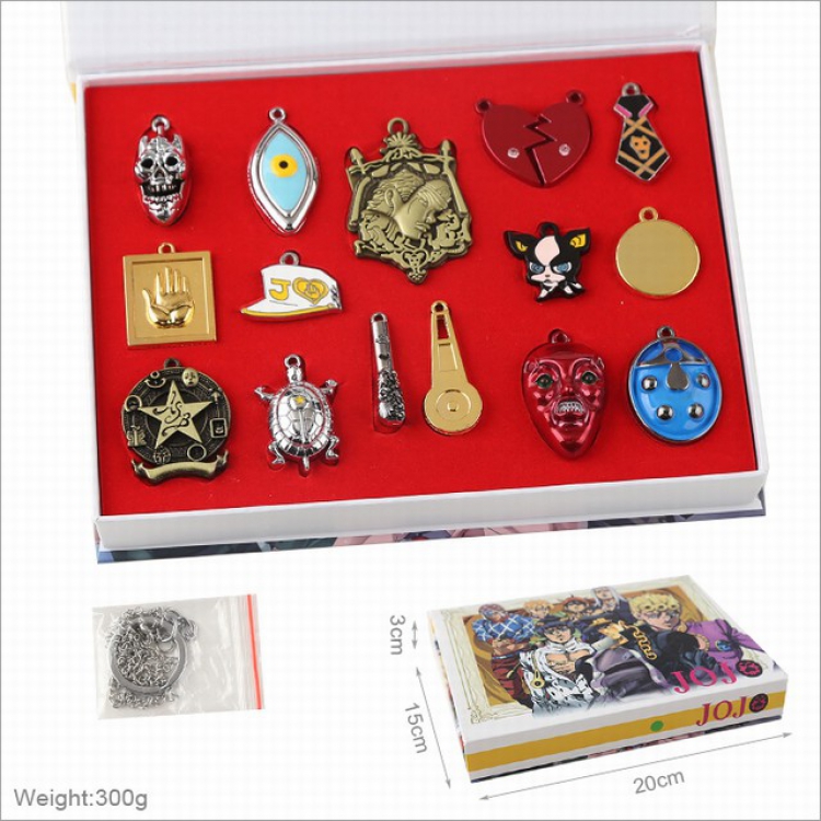 JoJos Bizarre Adventure a Set of 15 Keychain Necklace Pendant Boxed Set