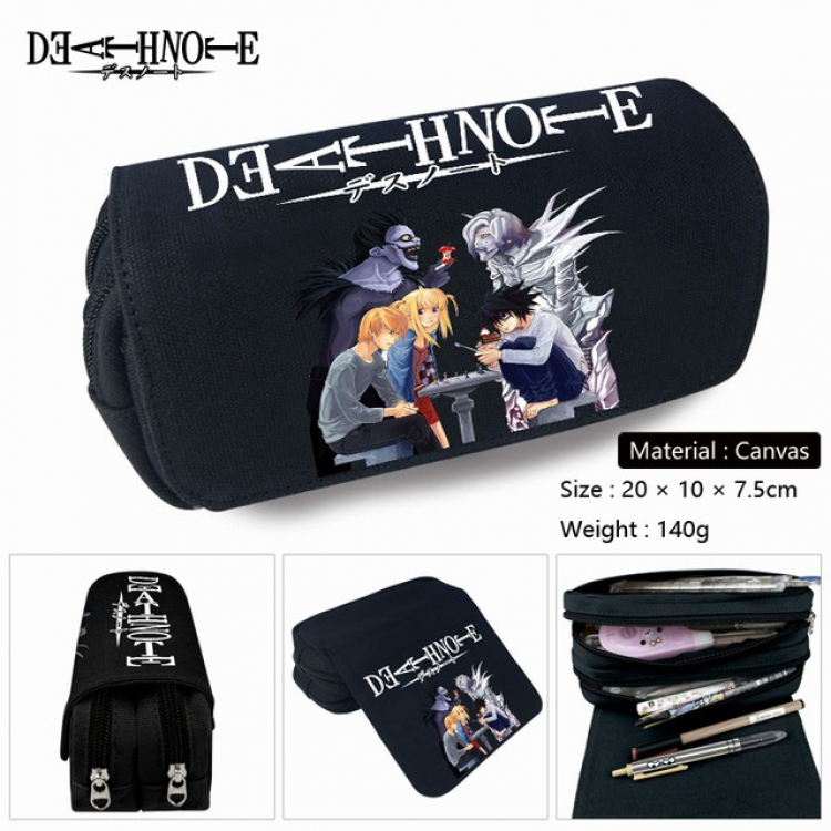 Death note-2 Anime double layer multifunctional canvas pencil bag stationery box wallet 20X10X7.5CM 140G