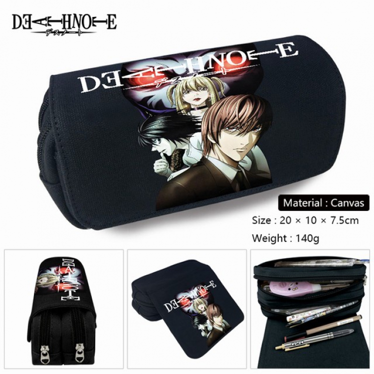 Death note-1 Anime double layer multifunctional canvas pencil bag stationery box wallet 20X10X7.5CM 140G