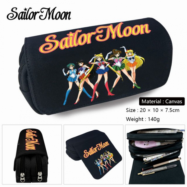 Sailormoon-1 Anime double layer multifunctional canvas pencil bag stationery box wallet 20X10X7.5CM 140G