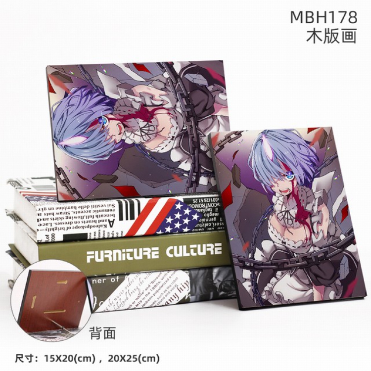 MBH178-Re:Zero kara Hajimeru Isekai Seikatsu Anime flash woodblock Painting 20X25CM