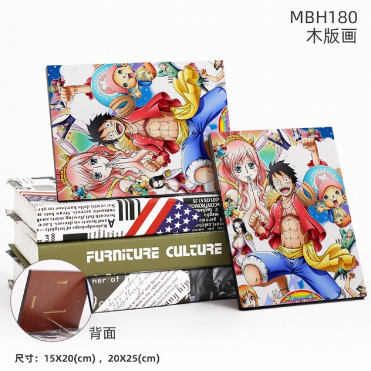 MBH180-One Piece Anime flash woodblock Painting 20X25CM