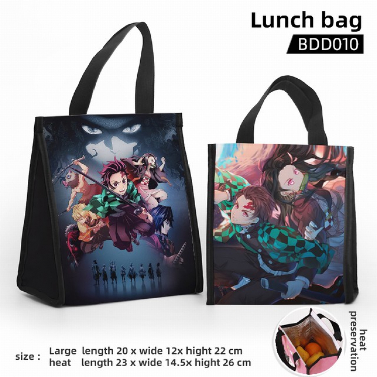 Demon Slayer Kimets Full color insulated Bento bag small size 20X12X22CM BDD10