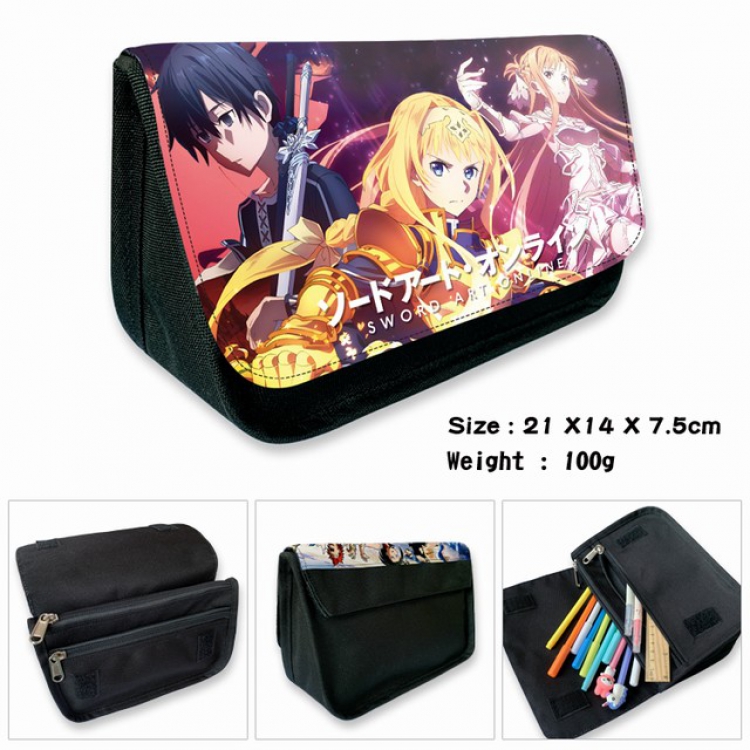 Sword Art Online-2B Anime double layer multifunctional canvas pencil bag wallet 21X14X7.5CM 100G
