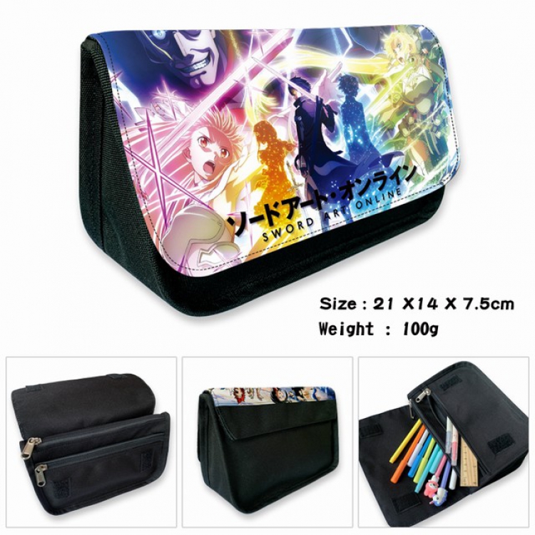 Sword Art Online-1B Anime double layer multifunctional canvas pencil bag wallet 21X14X7.5CM 100G