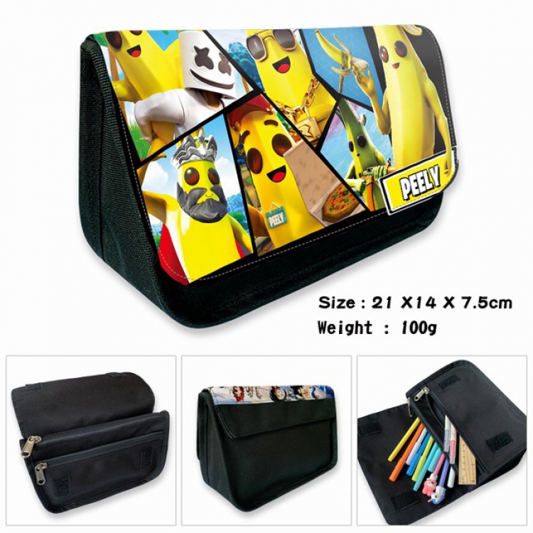 Fortnite-1B Anime double layer multifunctional canvas pencil bag wallet 21X14X7.5CM 100G