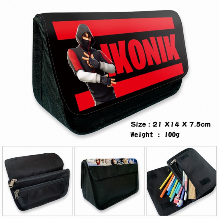 Fortnite-3B Anime double layer multifunctional canvas pencil bag wallet 21X14X7.5CM 100G