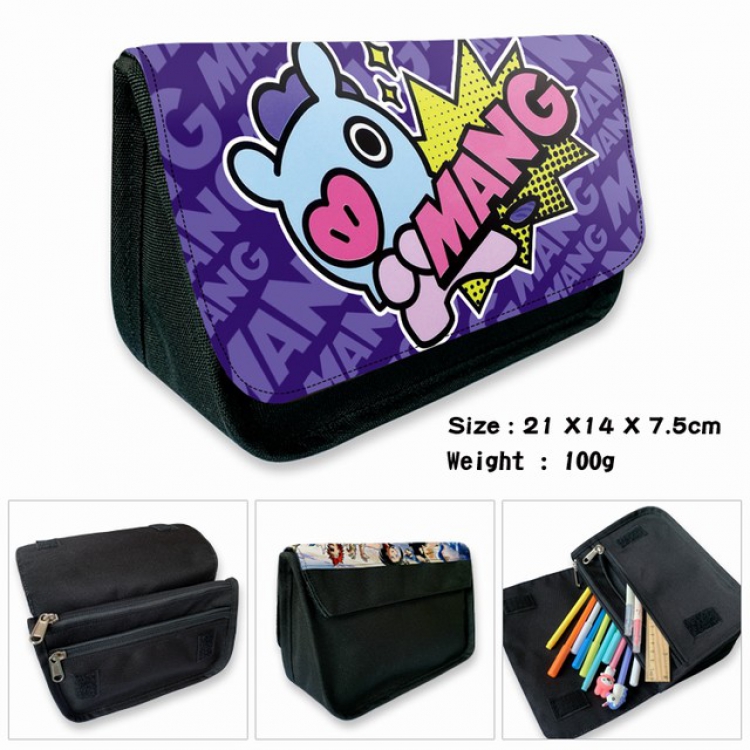 BTS-3B Anime double layer multifunctional canvas pencil bag wallet 21X14X7.5CM 100G