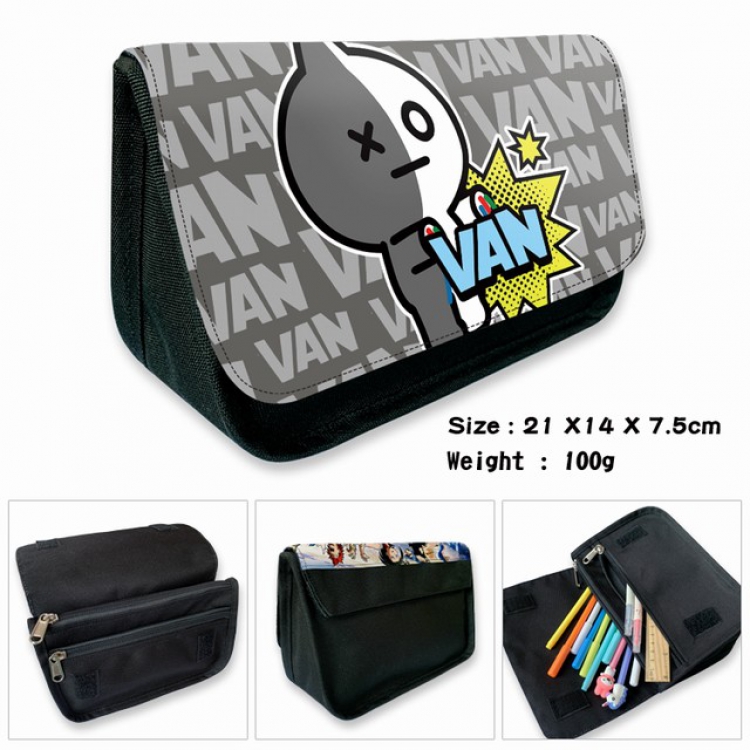 BTS-8B Anime double layer multifunctional canvas pencil bag wallet 21X14X7.5CM 100G