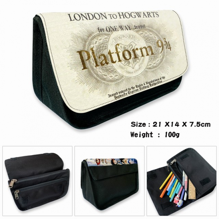 Harry Potter-5B Anime double layer multifunctional canvas pencil bag wallet 21X14X7.5CM 100G