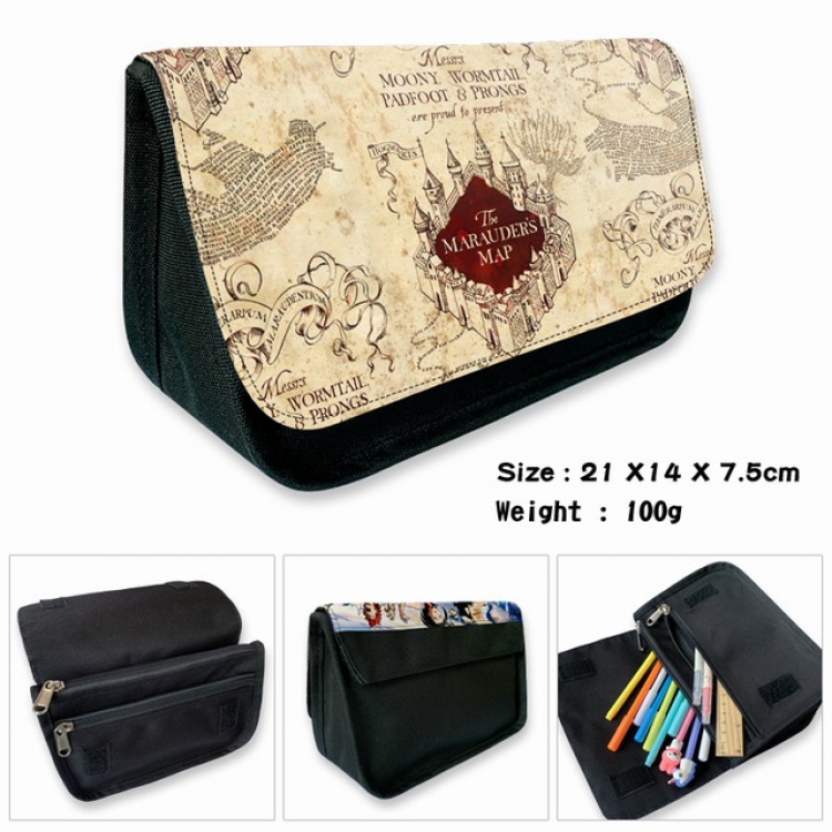 Harry Potter-3B Anime double layer multifunctional canvas pencil bag wallet 21X14X7.5CM 100G