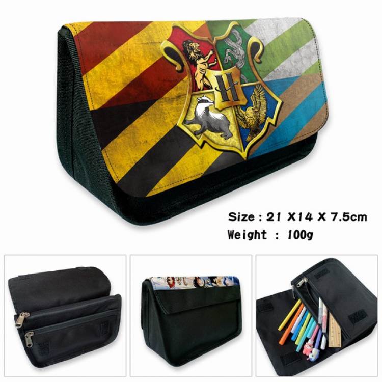 Harry Potter-1B Anime double layer multifunctional canvas pencil bag wallet 21X14X7.5CM 100G
