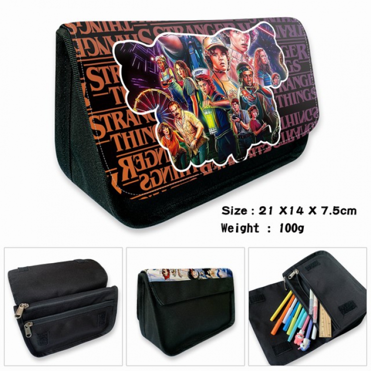 Stranger Things-2B Anime double layer multifunctional canvas pencil bag wallet 21X14X7.5CM 100G