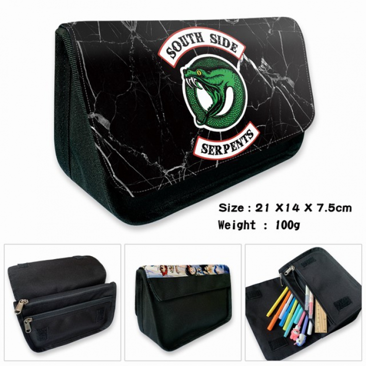 Riverdale-1B Anime double layer multifunctional canvas pencil bag wallet 21X14X7.5CM 100G