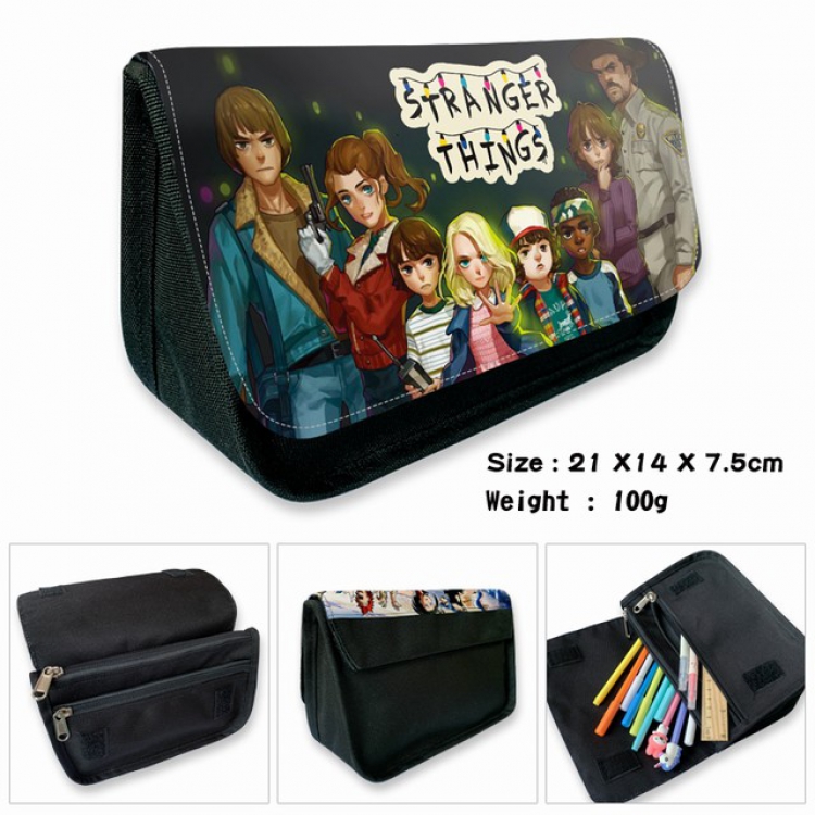 Stranger Things-1B Anime double layer multifunctional canvas pencil bag wallet 21X14X7.5CM 100G