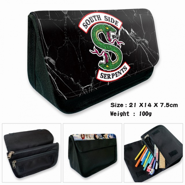 Riverdale-2B Anime double layer multifunctional canvas pencil bag wallet 21X14X7.5CM 100G