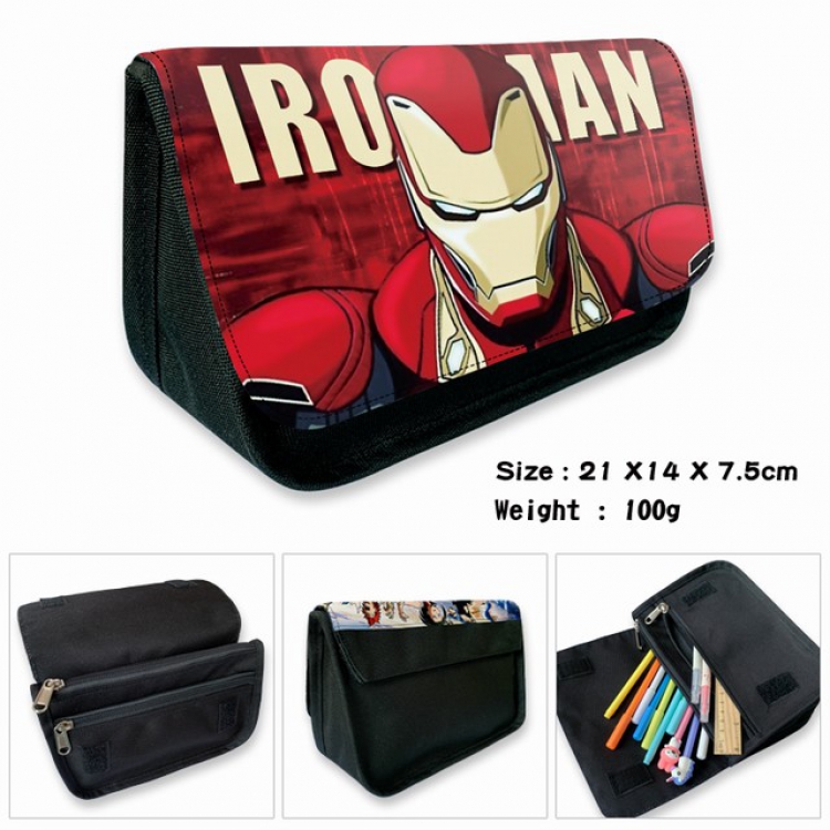 Iron Man-1B Anime double layer multifunctional canvas pencil bag wallet 21X14X7.5CM 100G