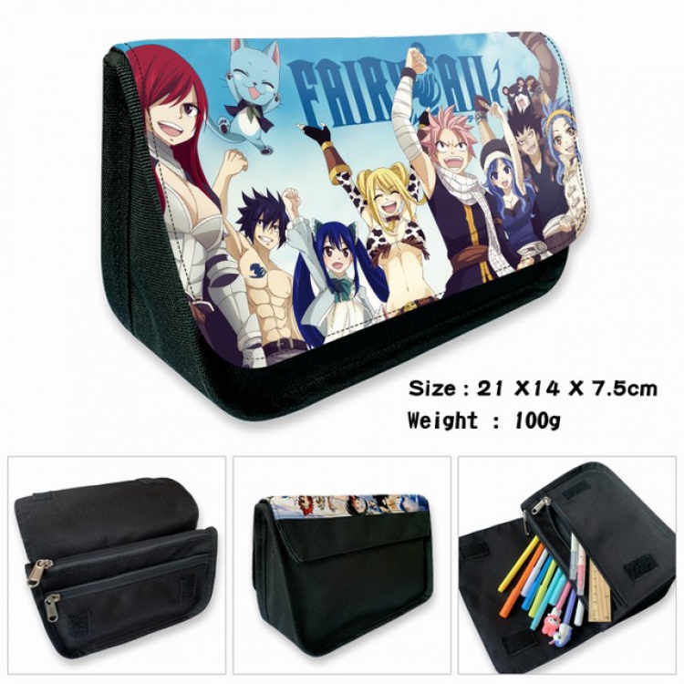 Fairy Tail-3B Anime double layer multifunctional canvas pencil bag wallet 21X14X7.5CM 100G