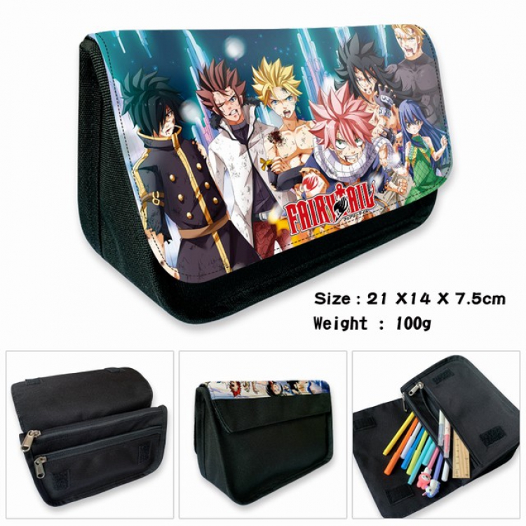 Fairy Tail-1B Anime double layer multifunctional canvas pencil bag wallet 21X14X7.5CM 100G