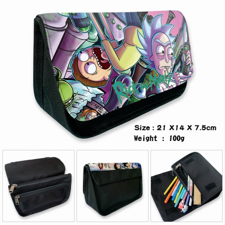 Rick and Morty-1B Anime double layer multifunctional canvas pencil bag wallet 21X14X7.5CM 100G