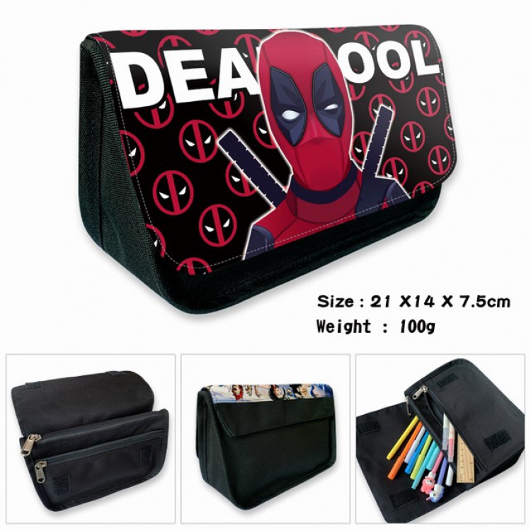Deadpool-2B Anime double layer multifunctional canvas pencil bag wallet 21X14X7.5CM 100G