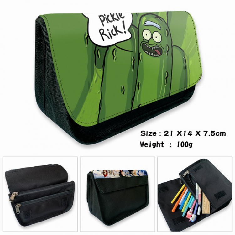 Rick and Morty-3B Anime double layer multifunctional canvas pencil bag wallet 21X14X7.5CM 100G