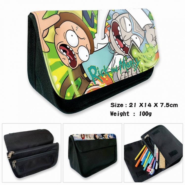 Rick and Morty-2B Anime double layer multifunctional canvas pencil bag wallet 21X14X7.5CM 100G
