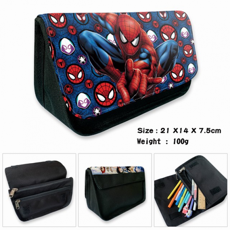 Spiderman-1B Anime double layer multifunctional canvas pencil bag wallet 21X14X7.5CM 100G