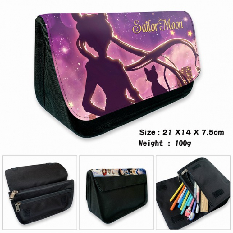 SailorMoon-1B Anime double layer multifunctional canvas pencil bag wallet 21X14X7.5CM 100G