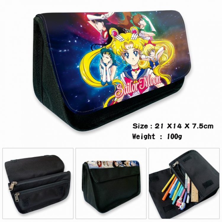 SailorMoon-2B Anime double layer multifunctional canvas pencil bag wallet 21X14X7.5CM 100G