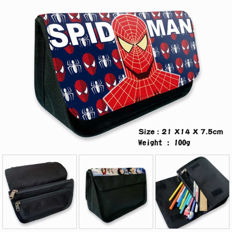 Spiderman-2B Anime double layer multifunctional canvas pencil bag wallet 21X14X7.5CM 100G