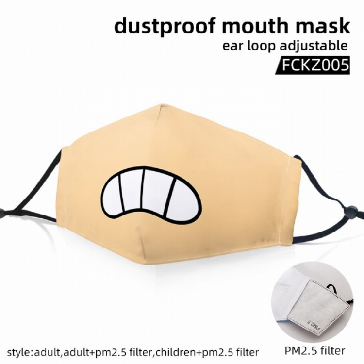Emoji color dust masks opening plus filter PM2.5(Style can choose adult or children)a set price for 5 pcs FCKZ005