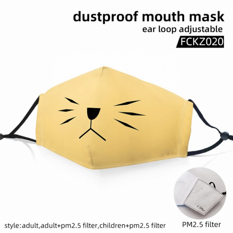Emoji color dust masks opening plus filter PM2.5(Style can choose adult or children)a set price for 5 pcs FCKZ020