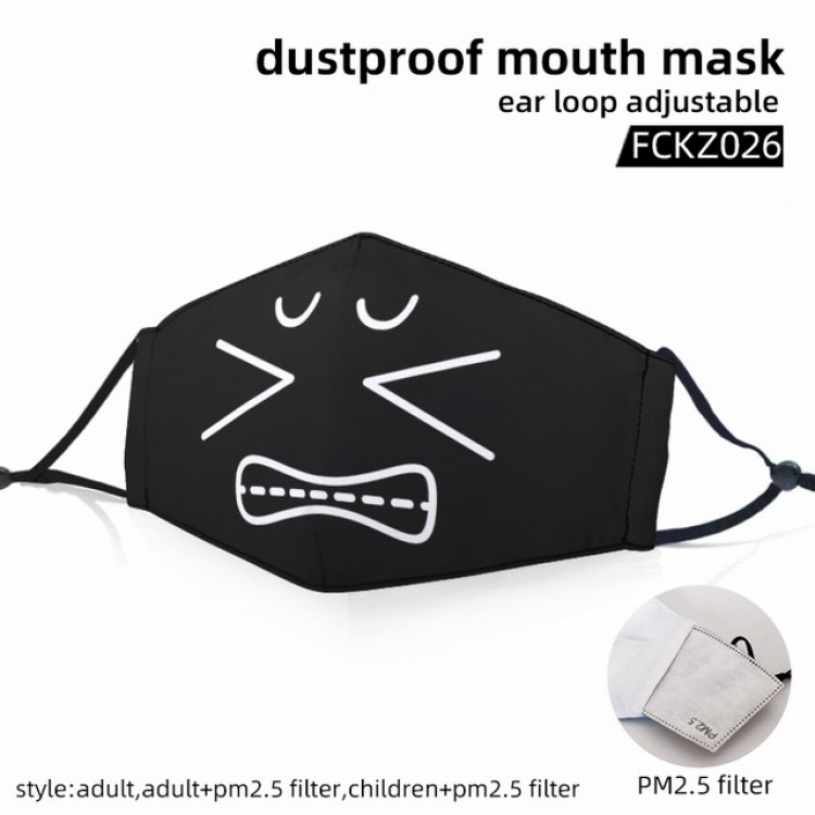 Emoji color dust masks opening plus filter PM2.5(Style can choose adult or children)a set price for 5 pcs FCKZ026