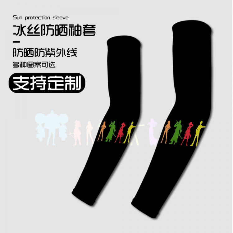 One Piece Black anime color printed sunscreen sleeves ice silk hand sleeves summer outdoor  N21126  price for 3 pcs
