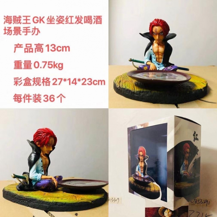 One Piece King GK Sitting Red Hair Drinking Scene Hand-made ornaments 13cm high and 0.75kg in weight